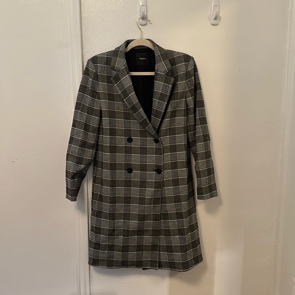 Theory Women’s Double Breasted Checkered Coat
